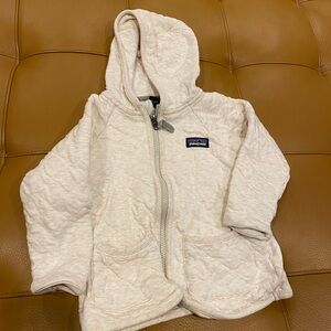 Patagonia cream zip up hooded fleece 3T